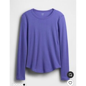 GAP Womens Purple Waffle Knit Long Sleeve Thermal Crew Neck Top Large